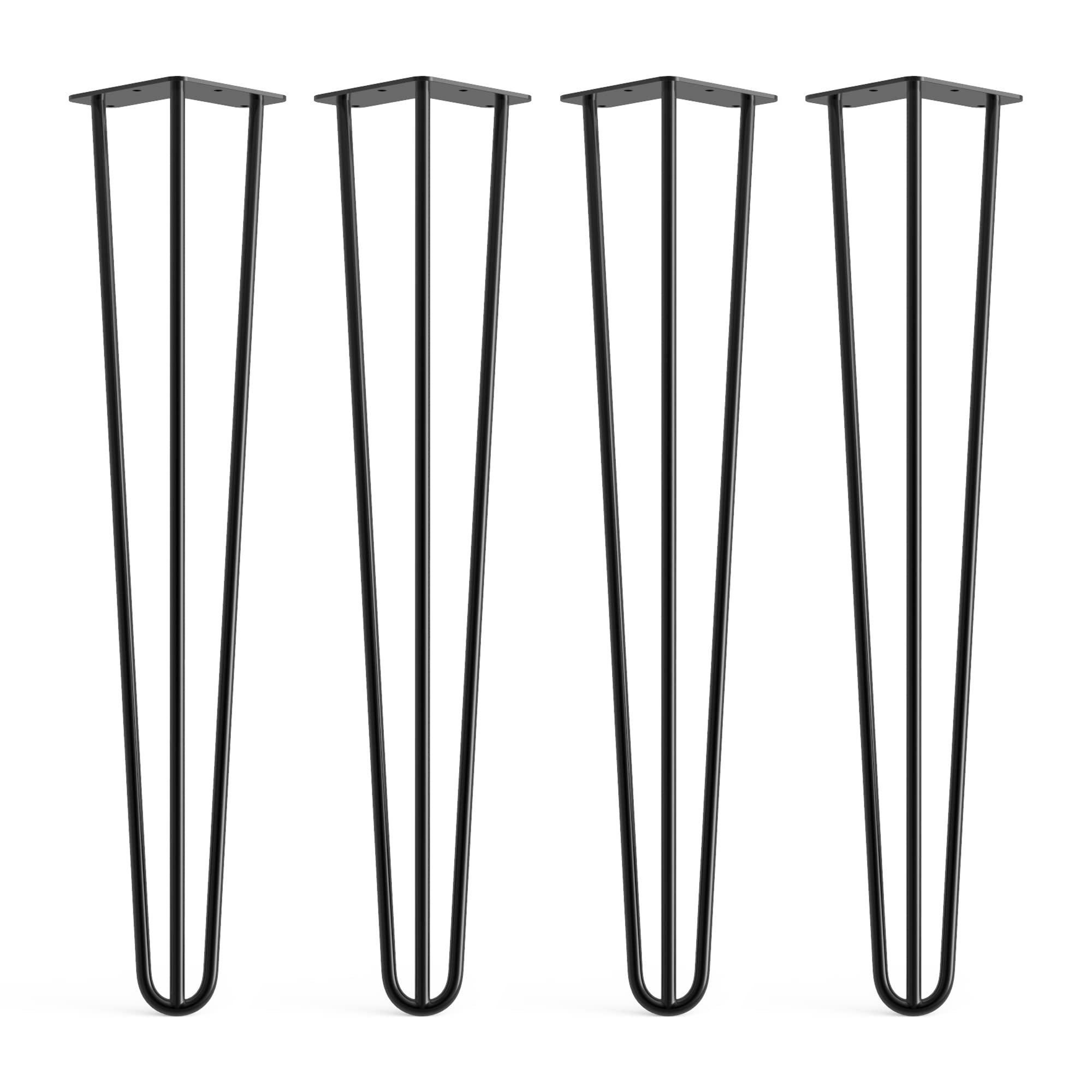 Dt Ironcraft Black 4 X Hairpin Legs From - 61Cm 3 Rod / 10Mm, With Floor Protector Feet & Screws - Low Table Legs