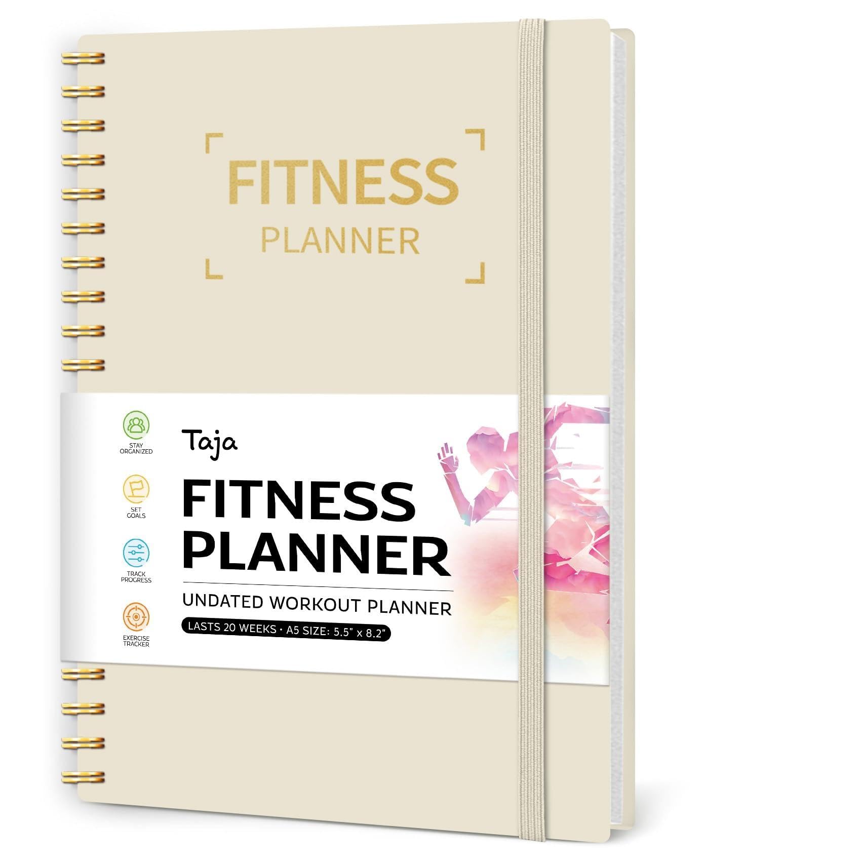 Taja Fitness Workout Journal & Log Book for Women & Men, Fitness Planner