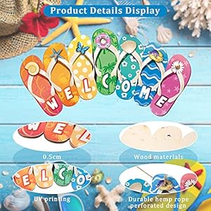 Summer Slippers Hanging Sign Shape Welcome Hello Flip Flop Wooden Door Plaque Rustic Wall Sign Yard Indoor Outdoor Garden Decoration with Rope (Welcome) Summer Slippers Hanging Sign Shape Welcome Hello Flip Flop Wooden Door Plaque Rustic Wall Sign Yard Indoor Outdoor Garden Decoration with Rope Welcome