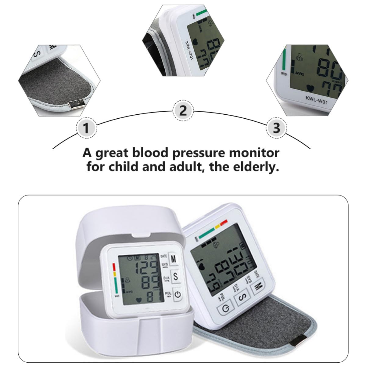 TEHAUX Misuratore Automatica da Lcd e Pressione di Display Polso Digitale Compressione Materiale Abs Monitoraggio per Uso Domestico Quotidiano