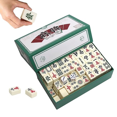 Mini Mahjong, Portable Jeu de Mahjong avec 144 Tuiles, Traditionnel