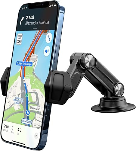 QinCoon Soporte de teléfono para automóvil, rotación de 360, soporte universal de aluminio para teléfono inteligente para iPhone, Samsung Android,