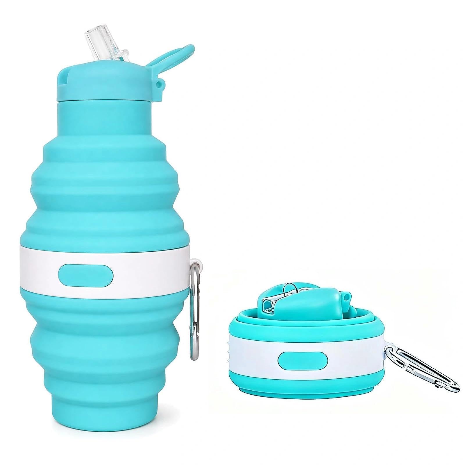NIFTYY Collapsible Silicone Water Bottle BPA-Free with Carabiner (Blue)