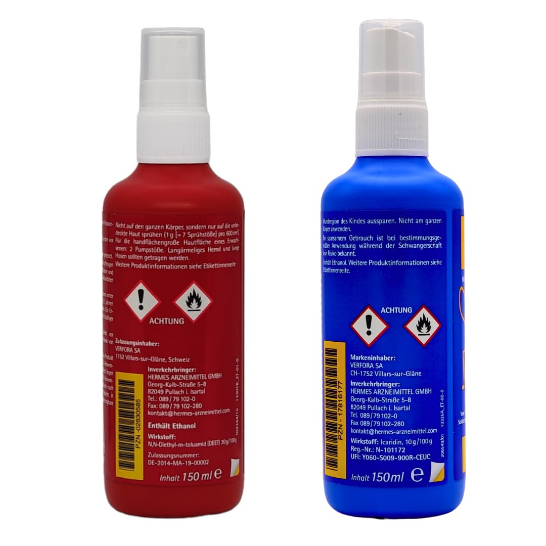 Bundle Anti Brumm Forte + Anti Brumm Kids Sensitive Pumpspray, je 150 ml I Schutz gegen Mücken und Zecken I Mückenspray I Erwachsene und Kinder I Reisen, Tropen I Spar-Set plus Pharma Perle giveaway