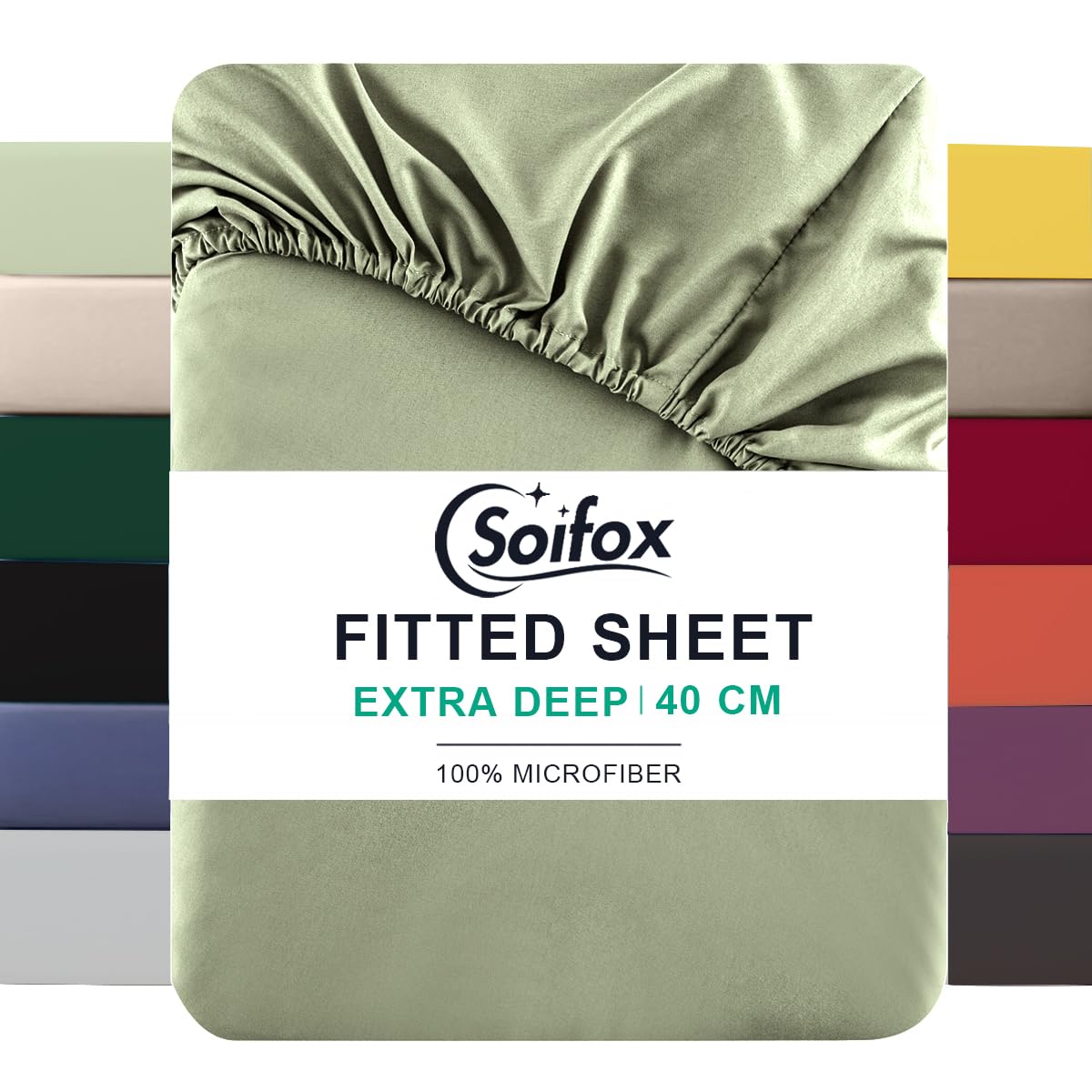Soifox Small Double Fitted Sheets 40 cm Extra Deep Pocket Sage Green Bed Sheets 16 inch, Soft Microfiber Bottom Sheet for Small Double Bed, 122x190cm