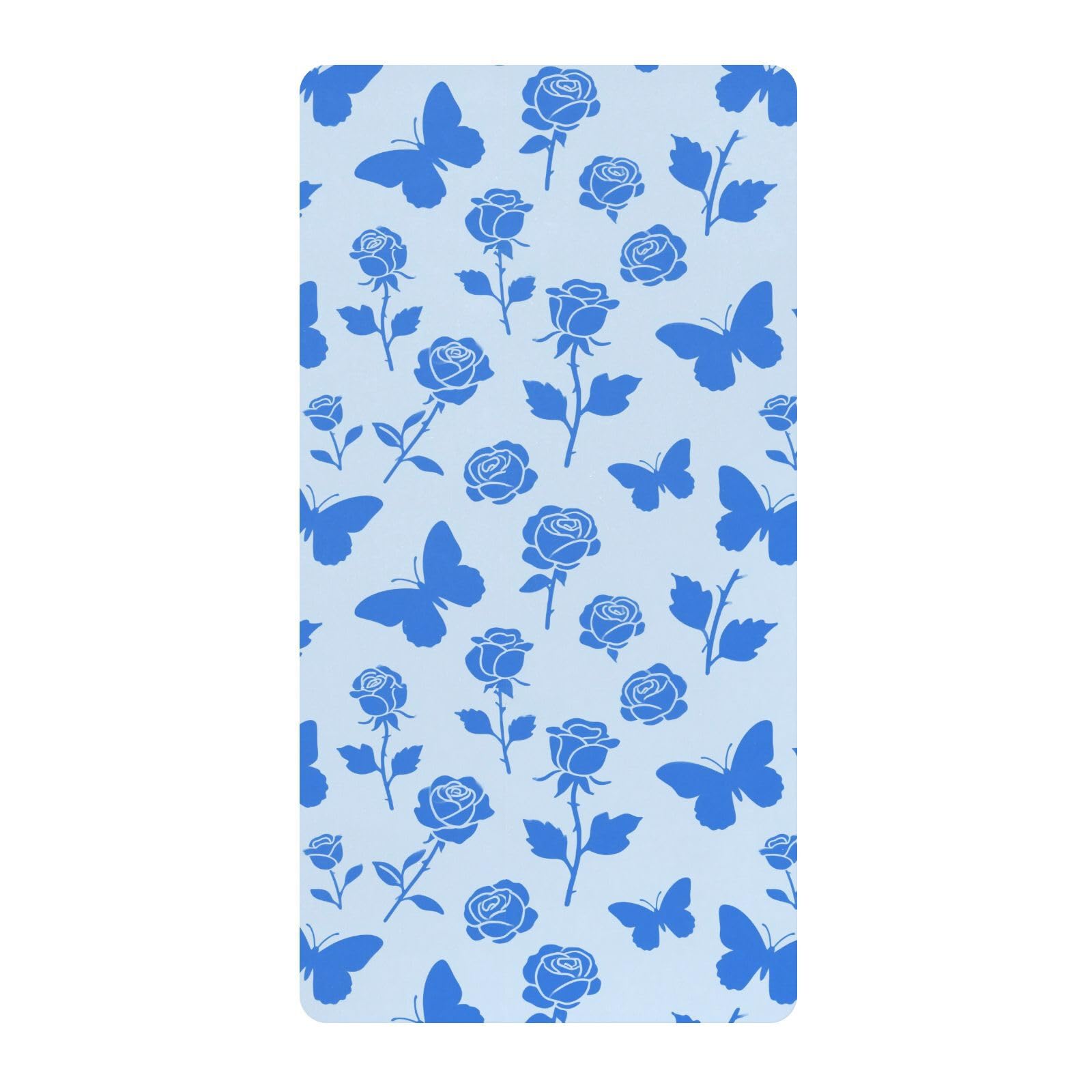 Sábanas de algodón para cuna de bebé, niños y niñas, diseño de rosas azules y mariposas, sábana de colchón cómoda y transpirable para decoración de guardería, 1 paquete de juego de sabanas para