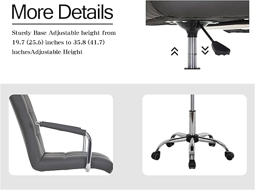 Miniatura 4 de Haiput Wam Sillas de escritorio, bonita silla de escritorio ajustable en altura, silla de escritorio de piel sintética con ruedas, silla de
