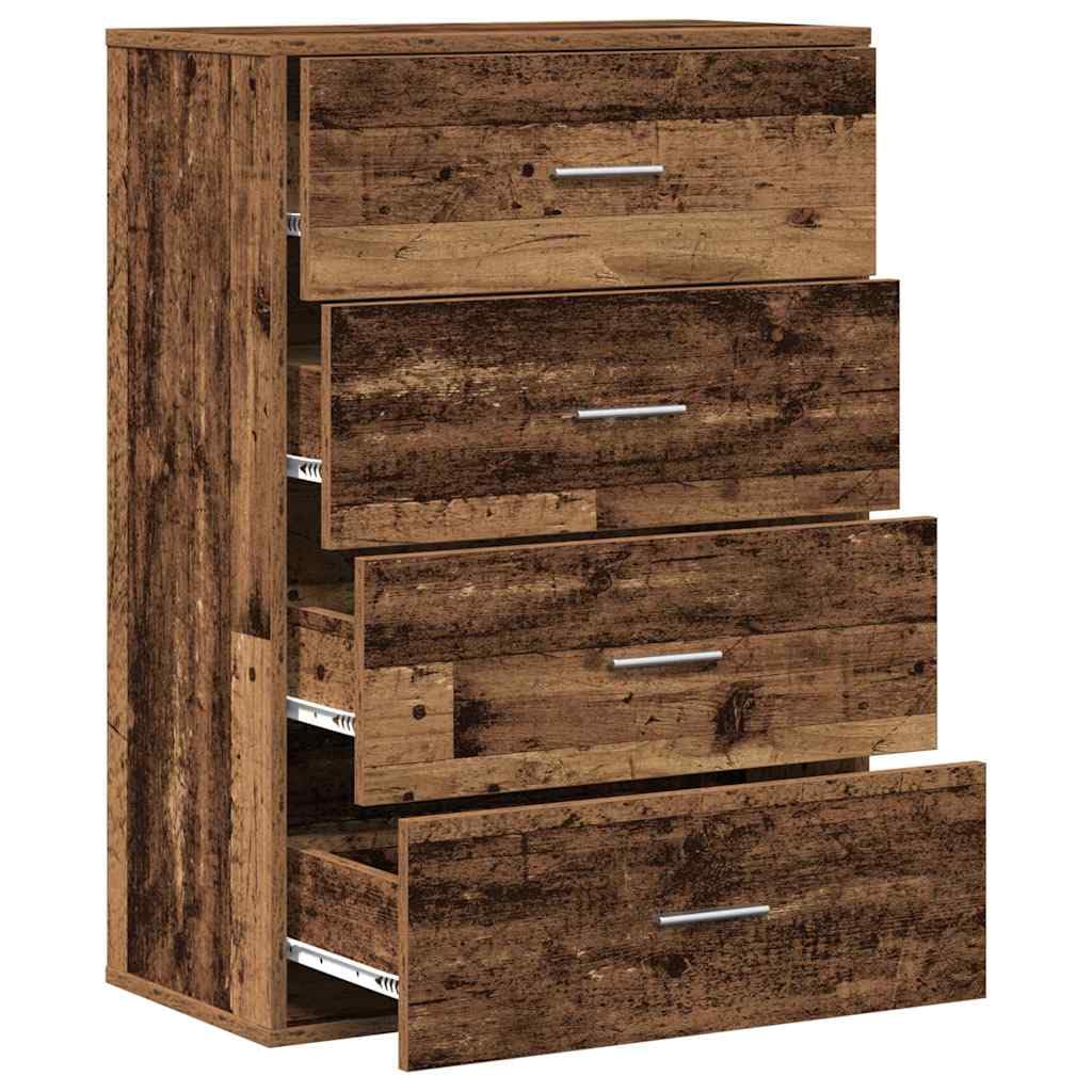 Buffet en bois recyclé avec ders 60 x 31 x 84 cm, polyvalent, pour cuisine et salon, commode en bois pour couloir et salle à manger