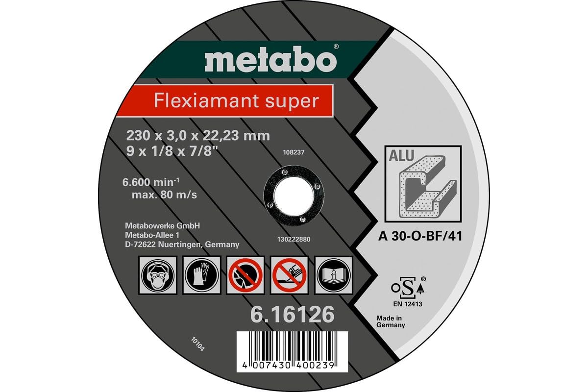 Metabo Green 616752000 Flexiamant Super Aluminium Disc, 0 V, 125 X 2.5 X 22.2 Mm