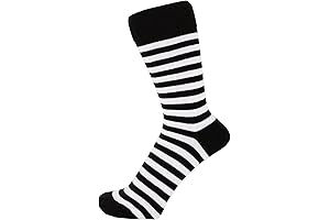 Classic Black and White Striped Dress Socks for Discerning Feet