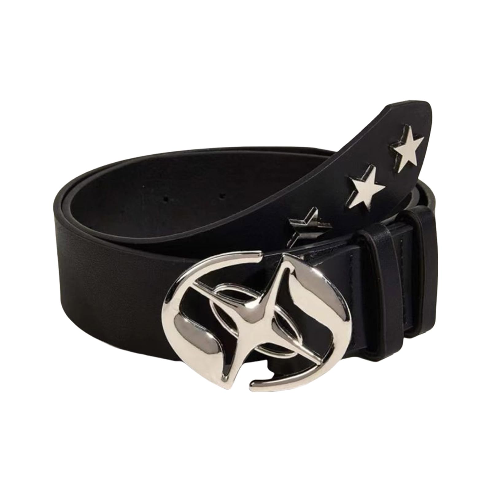 Twew Unisex Dark Star Moon Buckle Belt Aesthetic Pu Belt Waistband Decorative Pu Belt For Pants Jeans Elegant Adult 2000S Cool Waiststrap