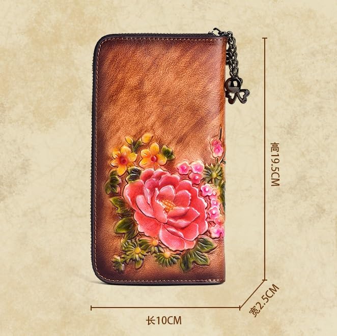 Vintage Chinese Wallet Cowhide Small Clutch Multi Card Position Long Zipper Clutch Bag3