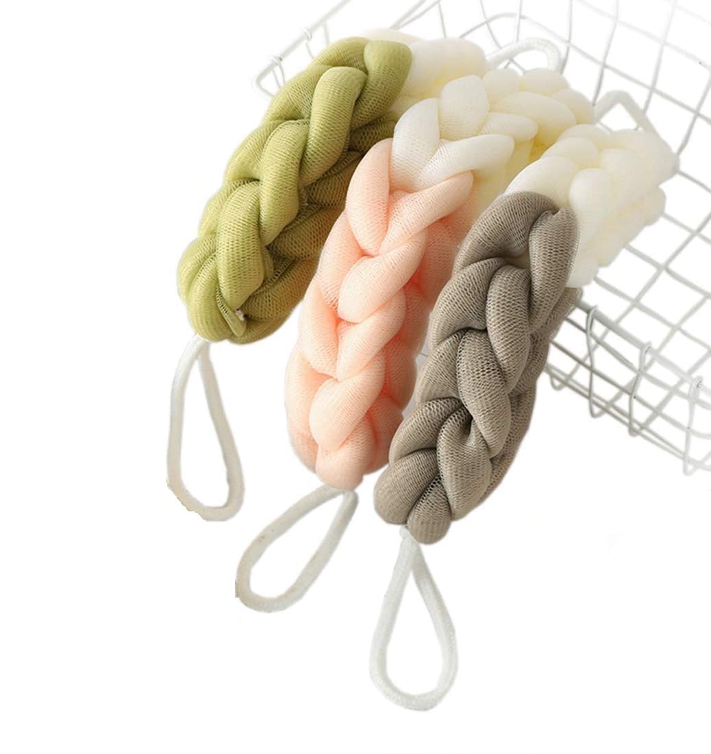 SUNBIRD Mesh Long Stretch Back Sponge with Rope Handles Back Scrubber Bath Shower Mesh Sponge Exfoliating Body Scrub Stretch Braided Loofah for Men and Women (3 Packs)-image-35