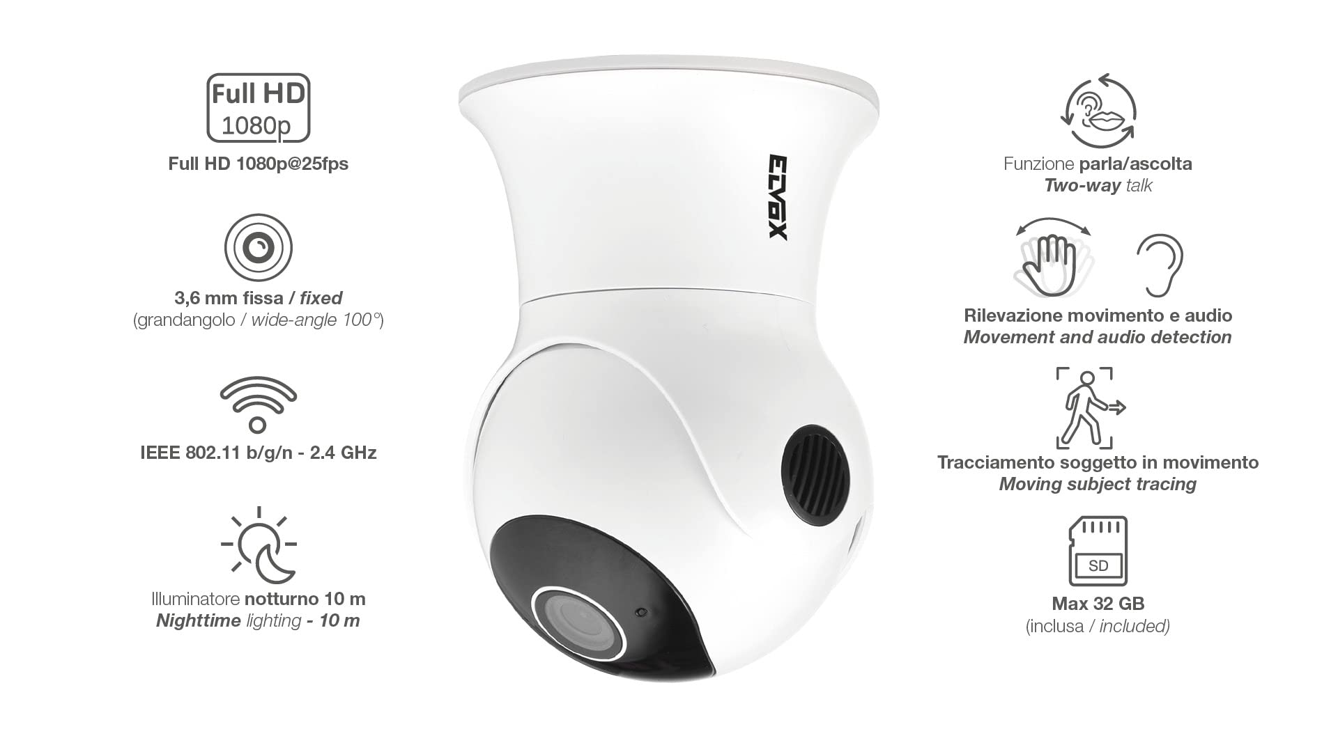 Telecamera IP WiFi Vimar Motorizzata - 3MP, Rilevatore Movimento, Compatibile Alexa - Foto 5