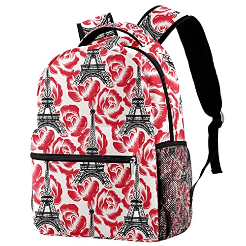 Sac à dos de voyage enfant anti-fatigue avec poche gourde motif Tour Eiffel