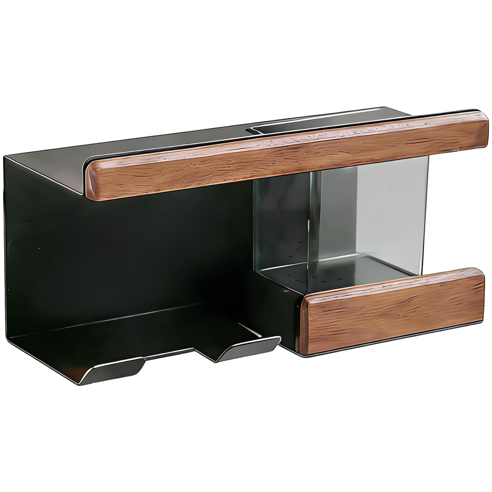 Haartrocknerhalter zur Wandmontage und walnussgraues Regal, ohne Bohren für Badezimmer, platzsparender Organizer