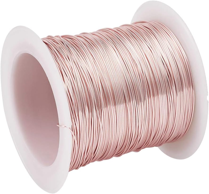 Pandahall 75.5 Feet Tarnish Resistant Copper Wire 24 Gauge Jewelry Beading Craft Wire for Jewelry Making (Rose Gold)