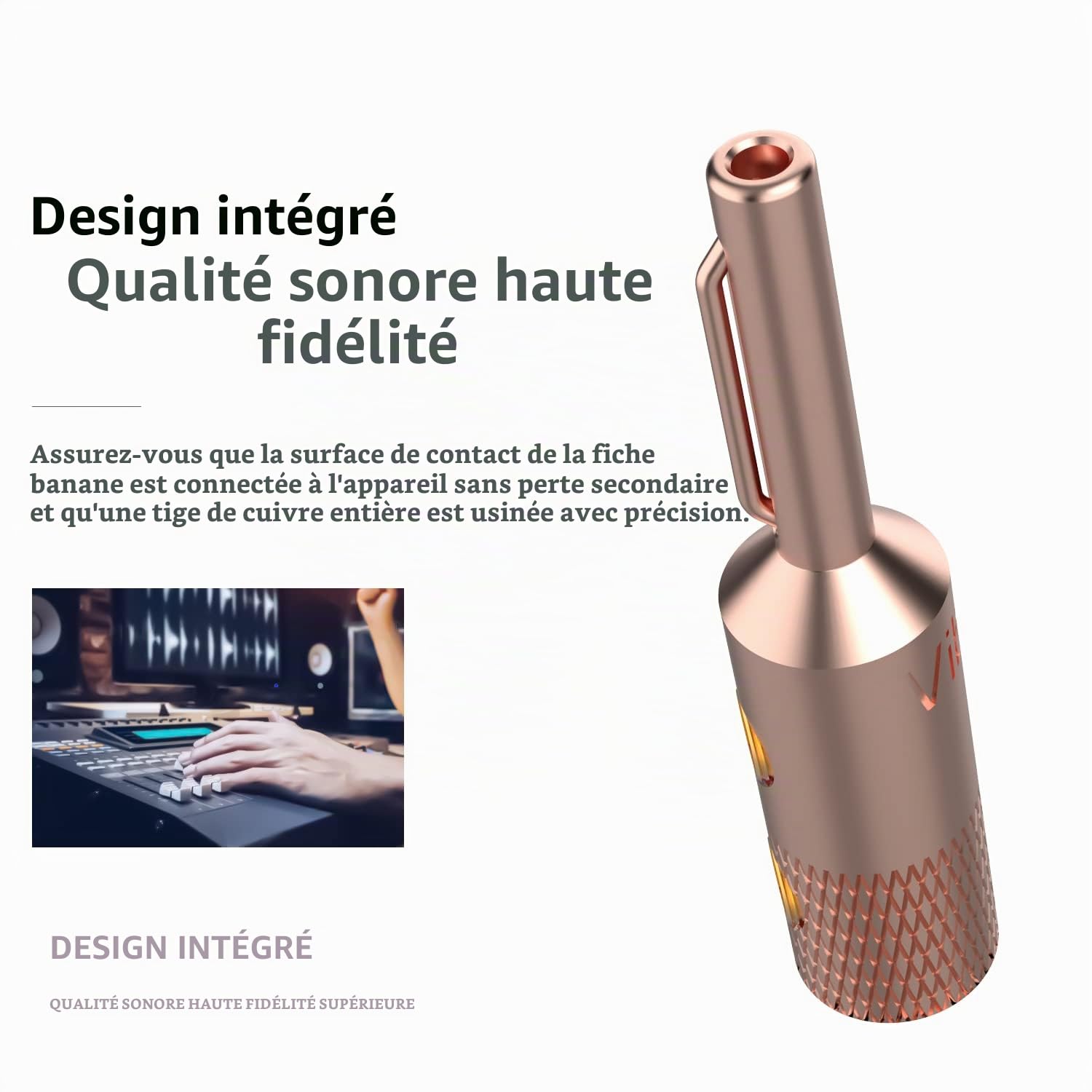 Tertullus Lot de 4 fiches banane haut de gamme en cuivre pur HiFi en cuivre pour câble de haut-parleur jusqu'à 5 mm