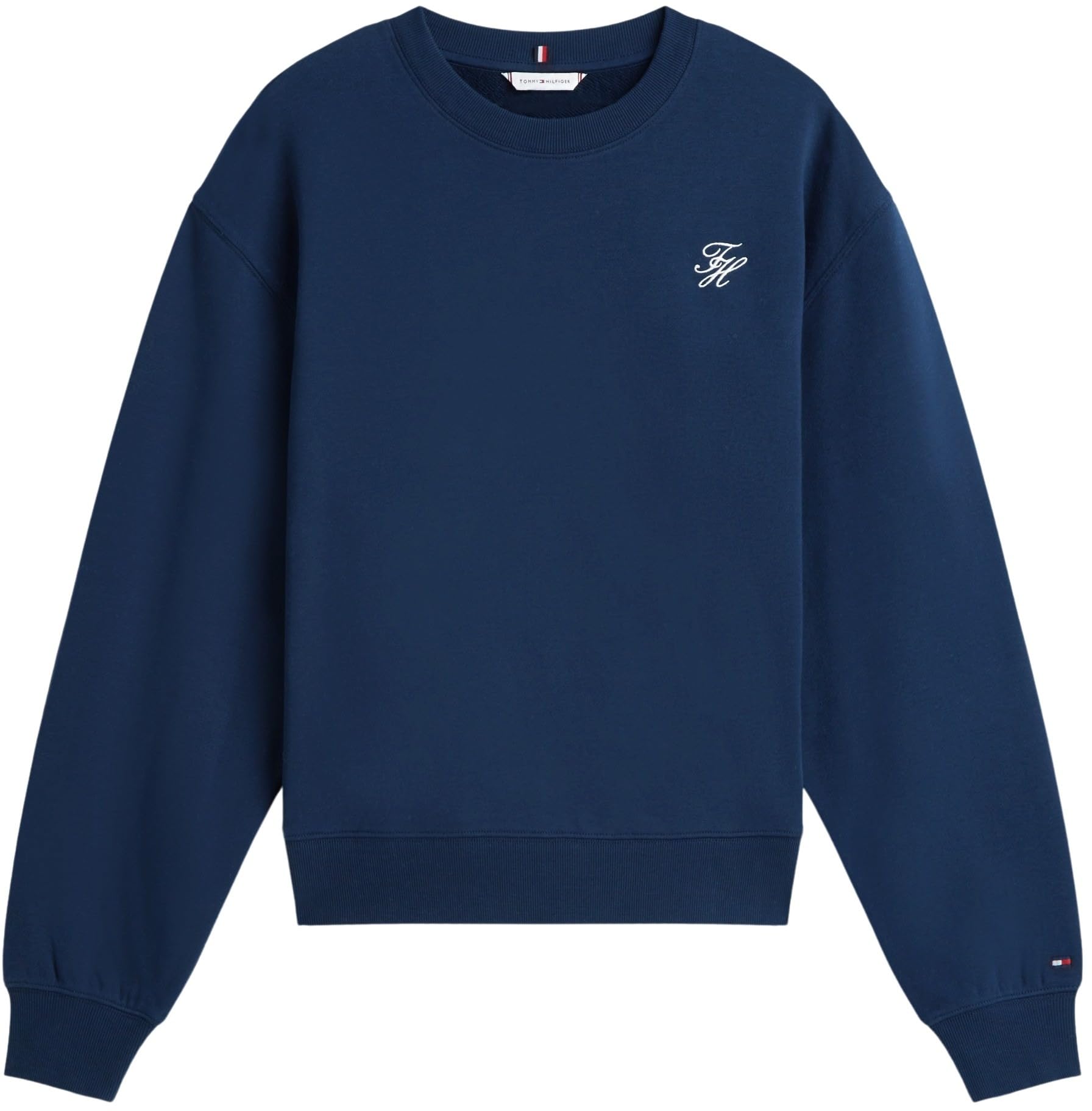 Tommy Hilfiger Damska bluza TH SCRIPT REG TERRY SWTSHRT WW0WW49418, BLUE (Dark Night Navy), M, Niebieski (Dark Night Navy), M