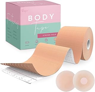 Boob Tape Boobtape for Breast Lift | Includes Nipple Covers | Body Tape for Push up & Shape | Works Great with Sticky Bra Backless Bra or Strapless Bra | Waterproof Sweat-Proof - Buy now