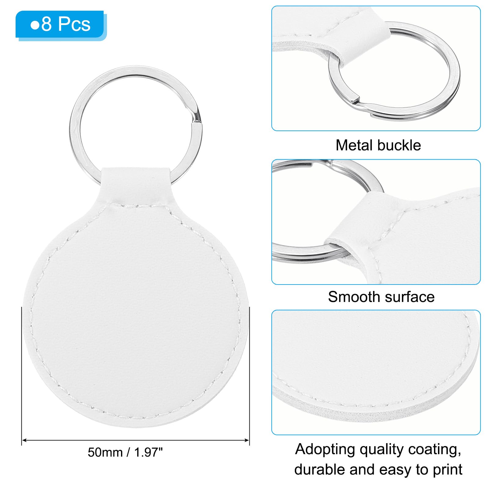 PATIKIL 9pcs PU Leather Keychain Blanks - 72mm Sublimation Blanks With Rings For DIY Name Tags, Dog Collars & Keys (Green) - View #2