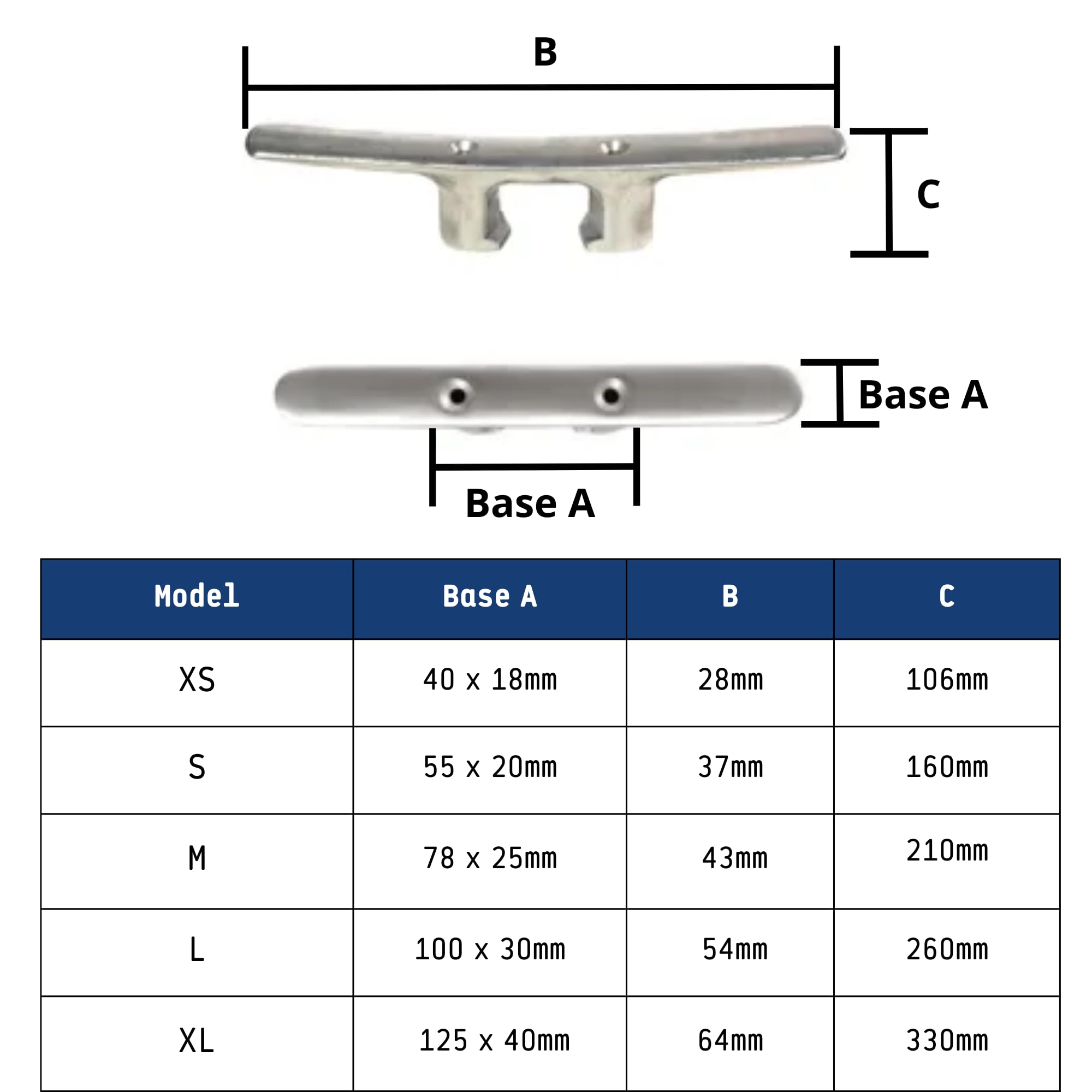 Cornamusa Classica de Aluminio Anodizado, Liguera y Resistente, en Diferentes Medidas 105, 160, 210, 260, 330 mm Largo