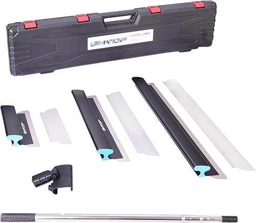 BHTOP Cuchilla para paneles de yeso con mango de extensión, cuchillas de 12 pulgadas, 20 y 32 pulgadas con 2 cuchillas de 0.012 in, tapas de extremo