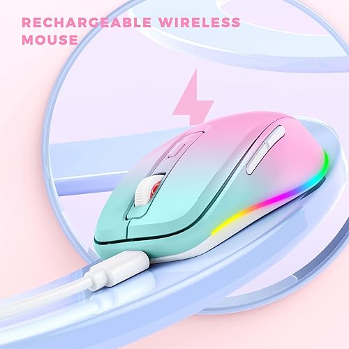 Miniatura 4 de PEIOUS Ratón inalámbrico Jiggler  Ratones inalámbricos LED con motor Jiggler de mouse integrado, mouse móvil recargable para computadora con