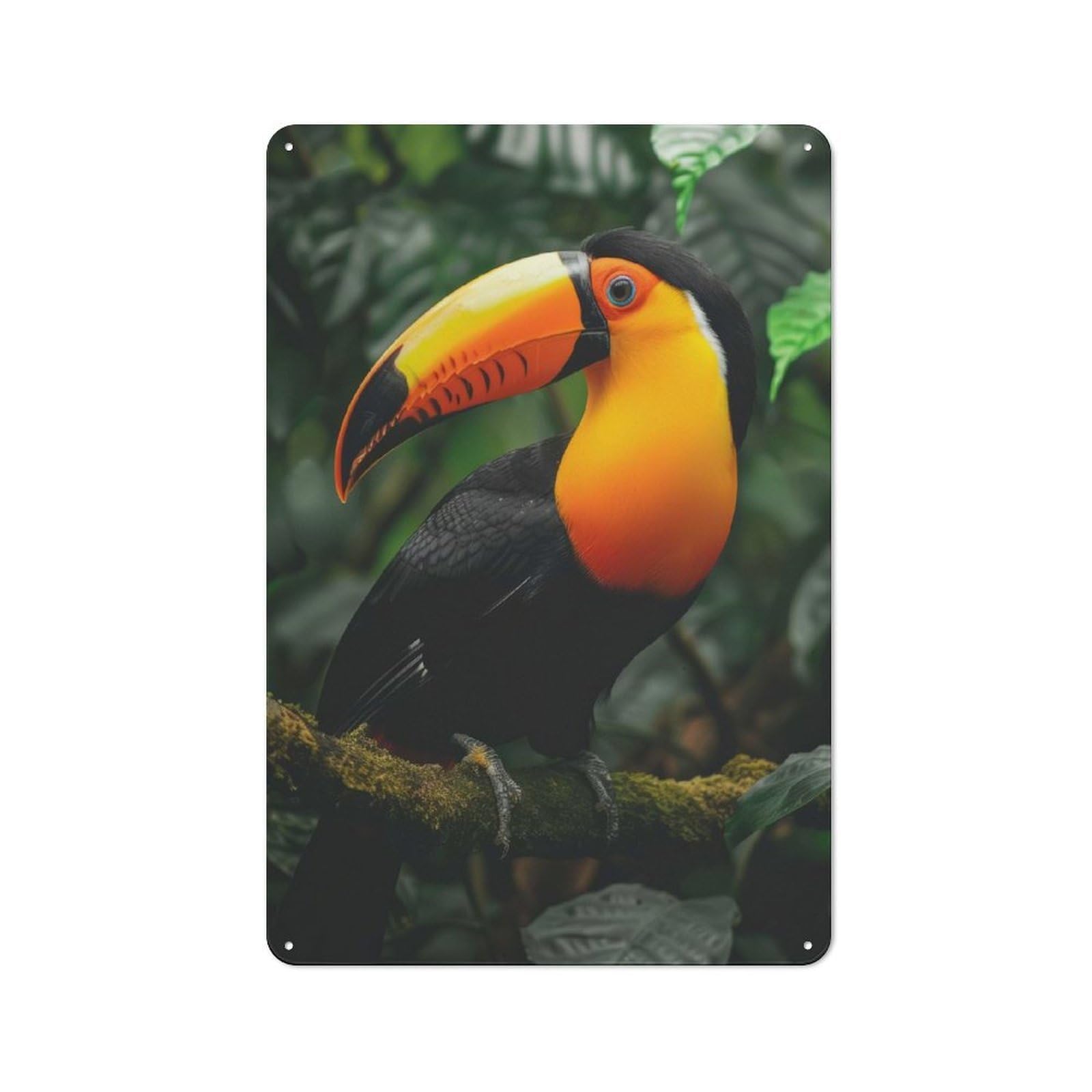 Junmoney Style-14 Rustic Tin Sign 30X20cm Featuring Toucan In Rainforest For Garage Or Workshop, For Garage, Workshop And Man Cave Decoration