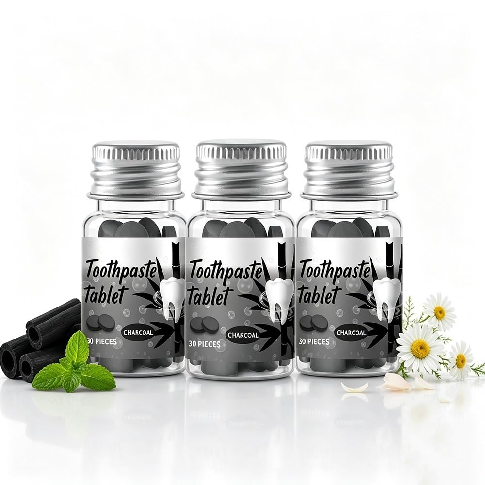 Compresse Di Dentifricio Solido Masticabili For La Pulizia Profonda | Compresse For La Pulizia Orale Da Viaggio Senza Nano Idrossiapatite(3pcs)
