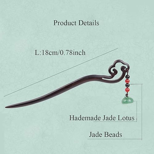 Miniatura 5 de Palillos de pelo de madera de loto clásico, estilo retro chino de Jade de la marca TOP SEWING, Verde