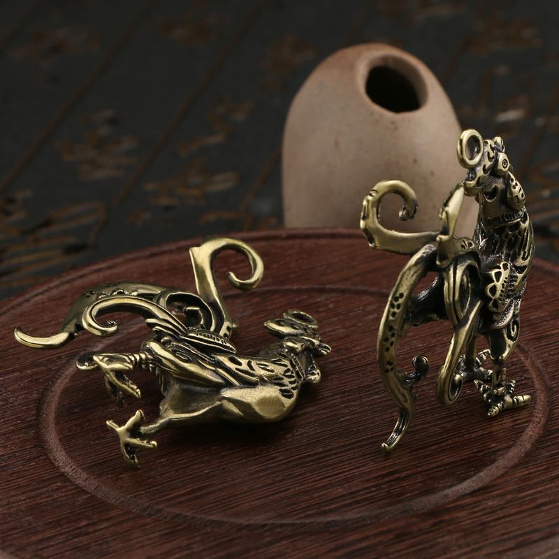 Estatua de gallo en cobre decorativa de escritorio miniatura 5