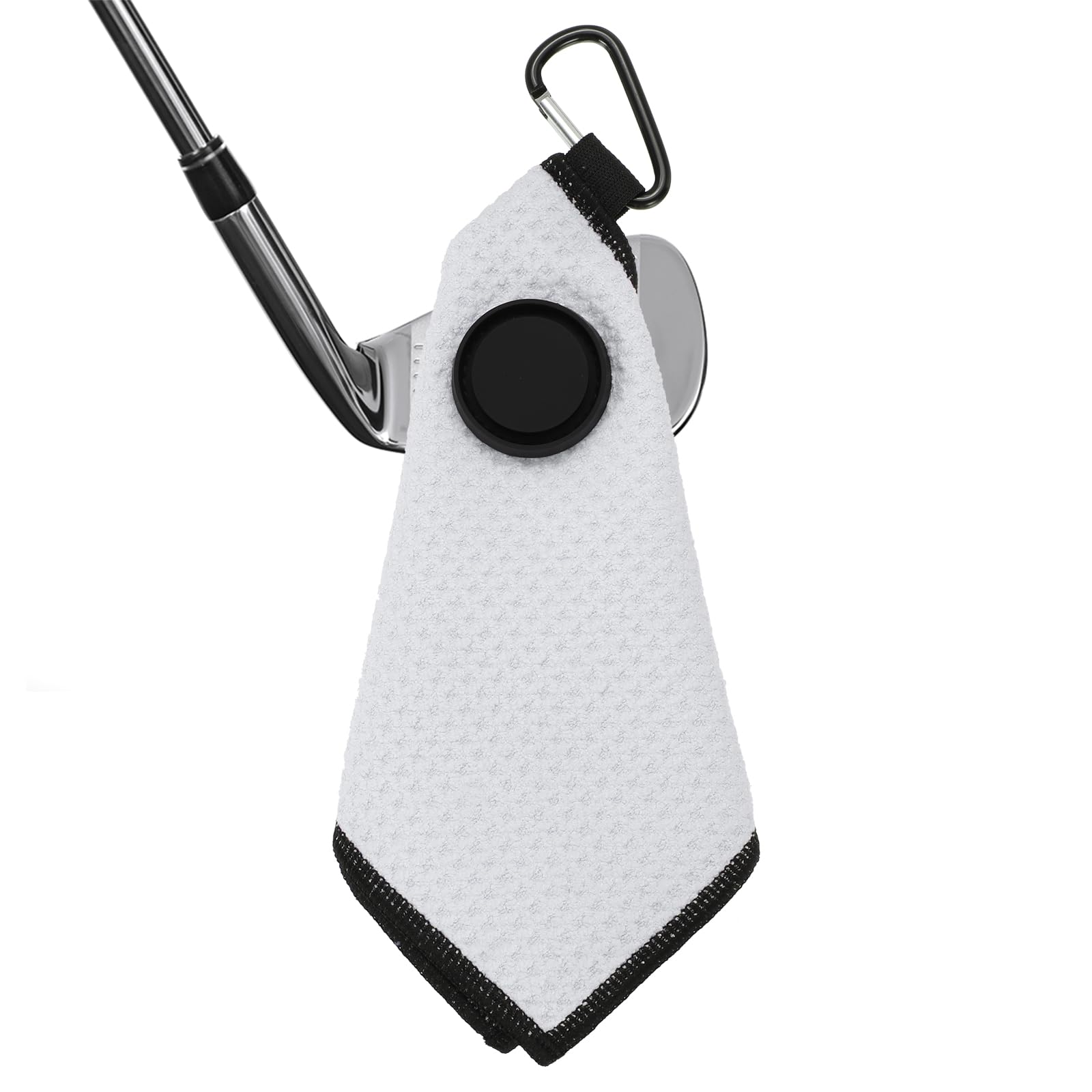 PATIKIL 6"x6" Magnetic Golf Towel with Wire Cleaning Cloth, Microfiber Waffle Pattern Towels with Magnet and Clip for Golf Carts Clubs Golfing Gear, White/Black