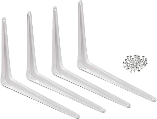 Wideskall - Ménsula de metal para repisas de pared, color blanco, Blanco