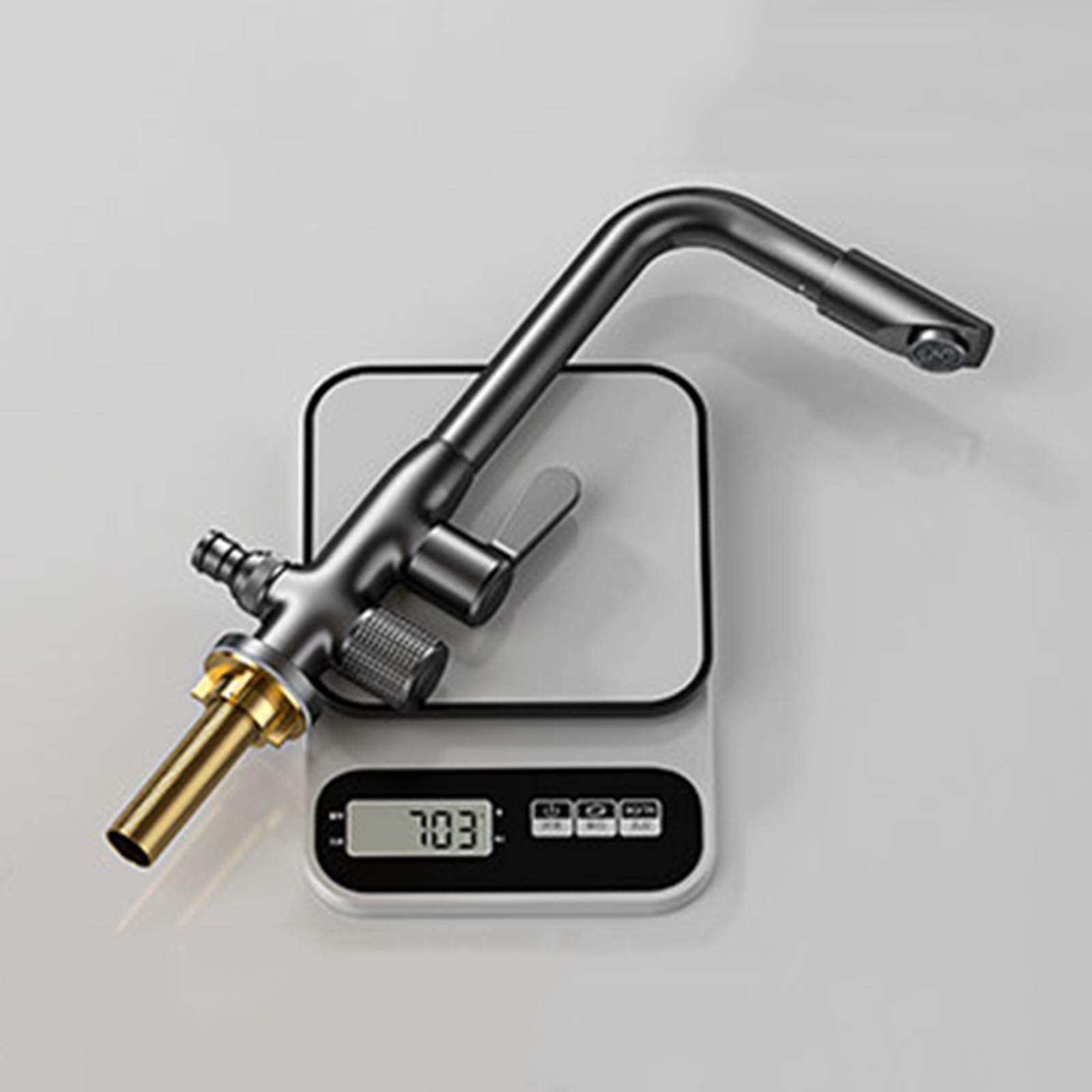 Grifo Exterior Doble Salida Giratorio 360° 1/2 conector Manguera Grifo Fregadero Exterior Solo Agua Fria Instalación De Un Solo Orificio,Gris Pistola