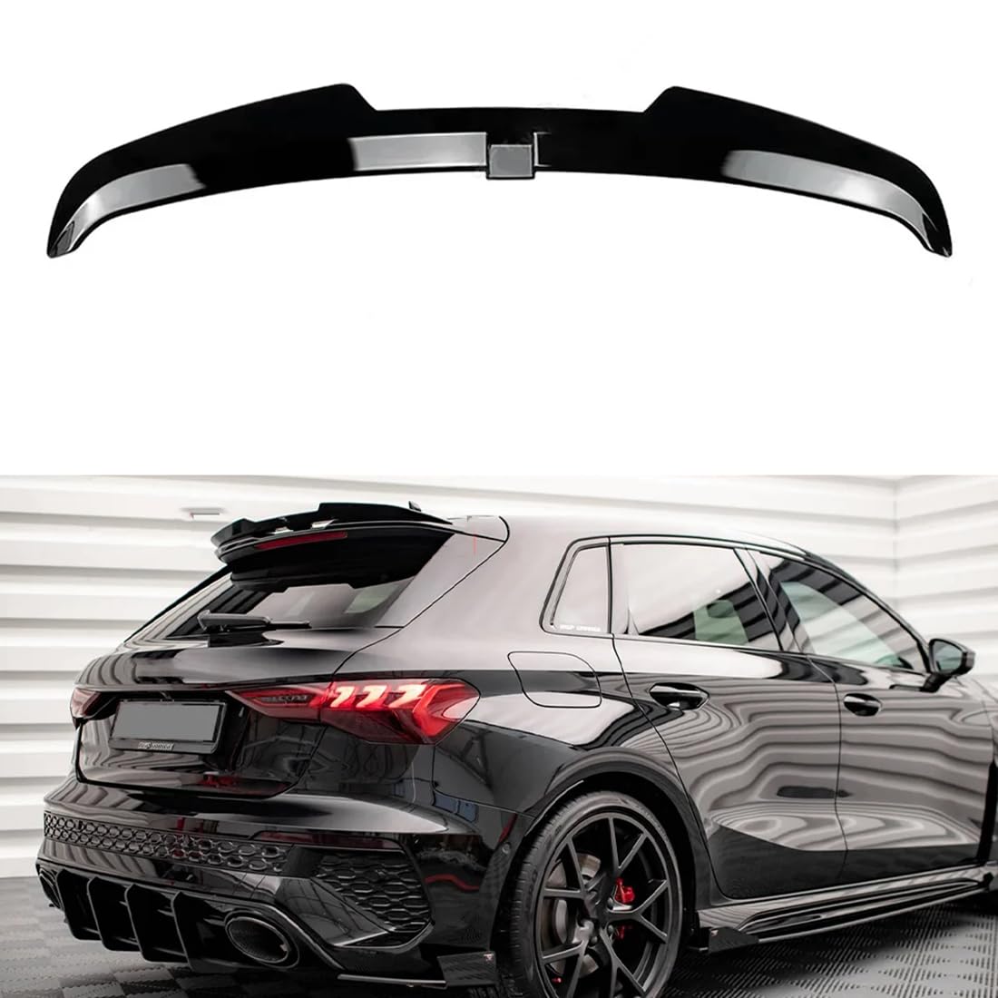 ABS/Spoiler Posteriore per Tetto Auto per Audi A3 S3 RS3 8Y Sportback 2020-2024, alettone Posteriore Hatchback, Spoiler Antivento Fisso, 1 Pezzo