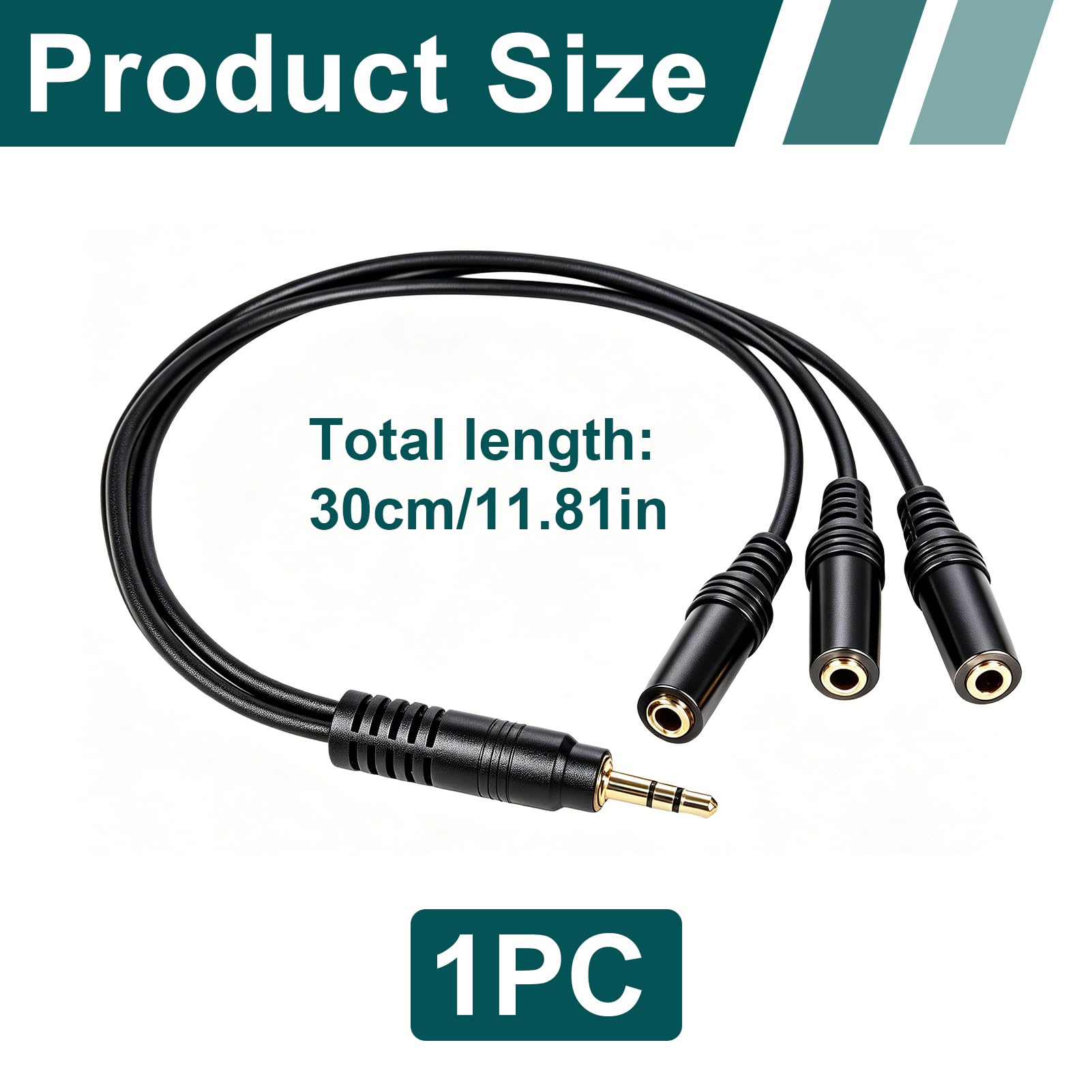 Audio Splitter, 3,5 mm Kopfhörer Verteiler 1 Stecker auf 3 Buchsen, Stereo Klinke Aux Splitter Adapter ca. 30 cm für Kopfhörer Lautsprecher Smartphone PC Gaming Konsole gemeinsames Musikhören