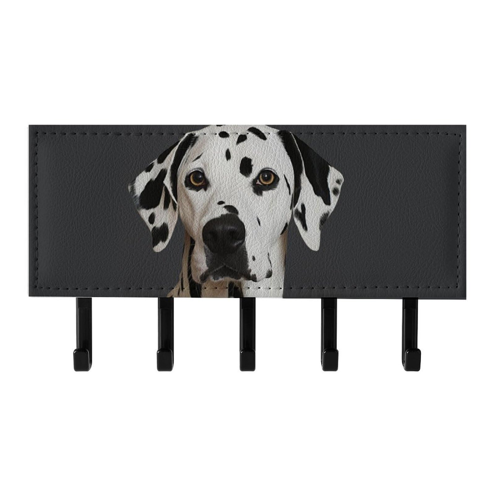QMNLKH Dalmatian Wall Mounted Key Rack for Home, No Drilling Key Holder with 5 Hooks, Self Adhesive Keys Chain Organizer for Hallway, Keys Hanger Shelf for Office, Doorway Black