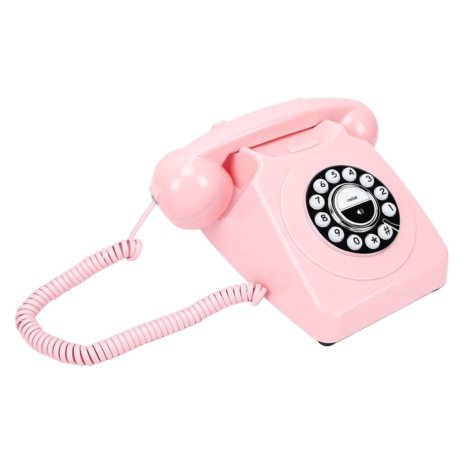 Generic Téléphone Bluetooth au Design Rétro, Téléphone Fixe Bluetooth avec combiné sans Fil pour Usage Domestique, Matière Plastique 8,46x5,67 Pouces (Pink)