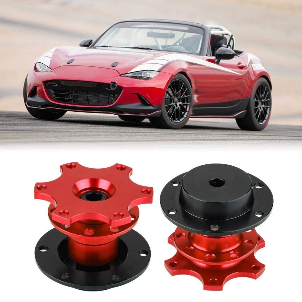 Adaptateur De Moyeu De Volant Racing Quick Release Amovible Snap Off Kit En Alliage D'Aluminium Universel(Rouge) pour