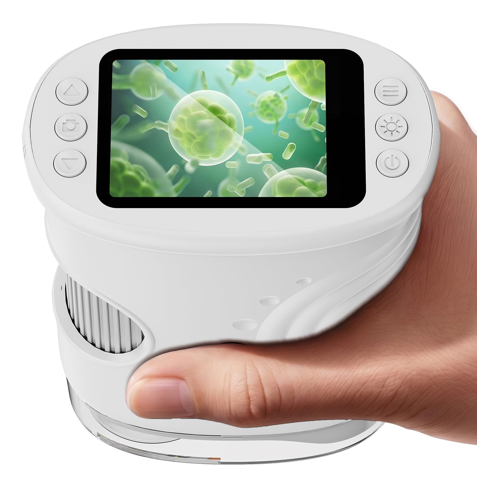 ASPOVEN Digital Microscope for Kids, 1000X Handheld Microscope with 2" IPS Screen, Photo & Video, Portable Microscope Camera for Kids, Birthday Gift for Boys & Girls (White)