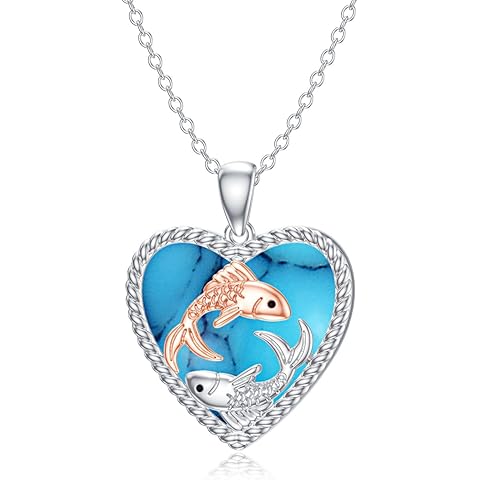 LONAGO 12 Zodiac Sign Necklace 925 Sterling Silver Constellation Astrology Horoscope with Created Turquoise Pendant Necklace