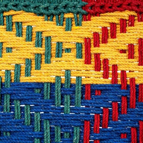 Image of Srima Wooden Bench for Living Room | Handcrafted Sheesham Wood Backrest Bench for Balcony & Garden | Traditional Rajasthani Patio for Outdoor with Cotton Handwoven Rope | Colorful 3