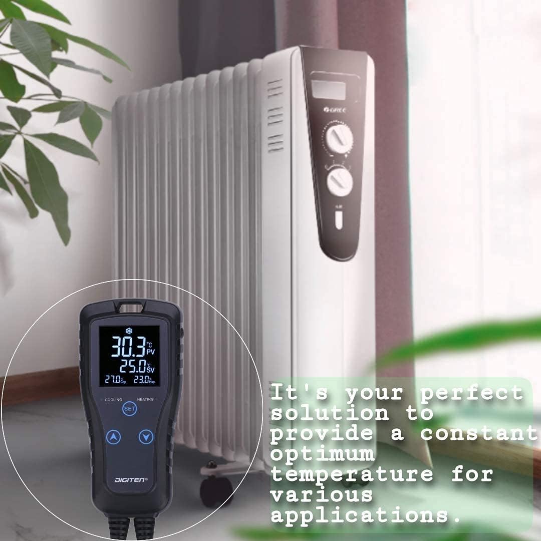 Digital Temperature Controller 2-Stage Thermostat Outlet Heating & Cooling Mode for Chest Freezer Refrigerator Homebrew Fermenter Greenhouse 110V 10A 1100W