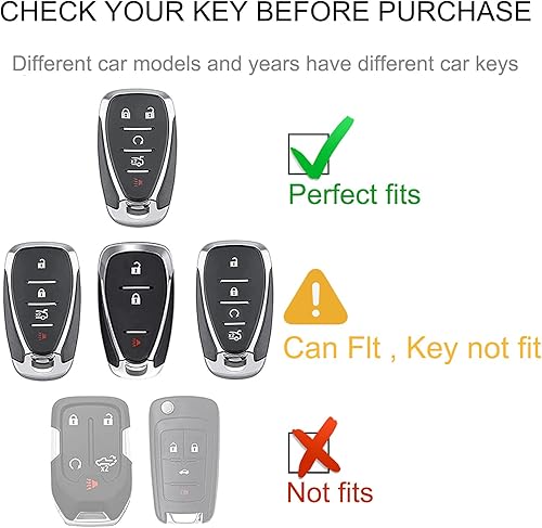 Miniatura 107 de Funda para llavero Cadillac con llavero Cadillac, funda compatible con Cadillac Escalade CTS SRX XT5 ATS CT6 5 botones Smart Key Protector Holder