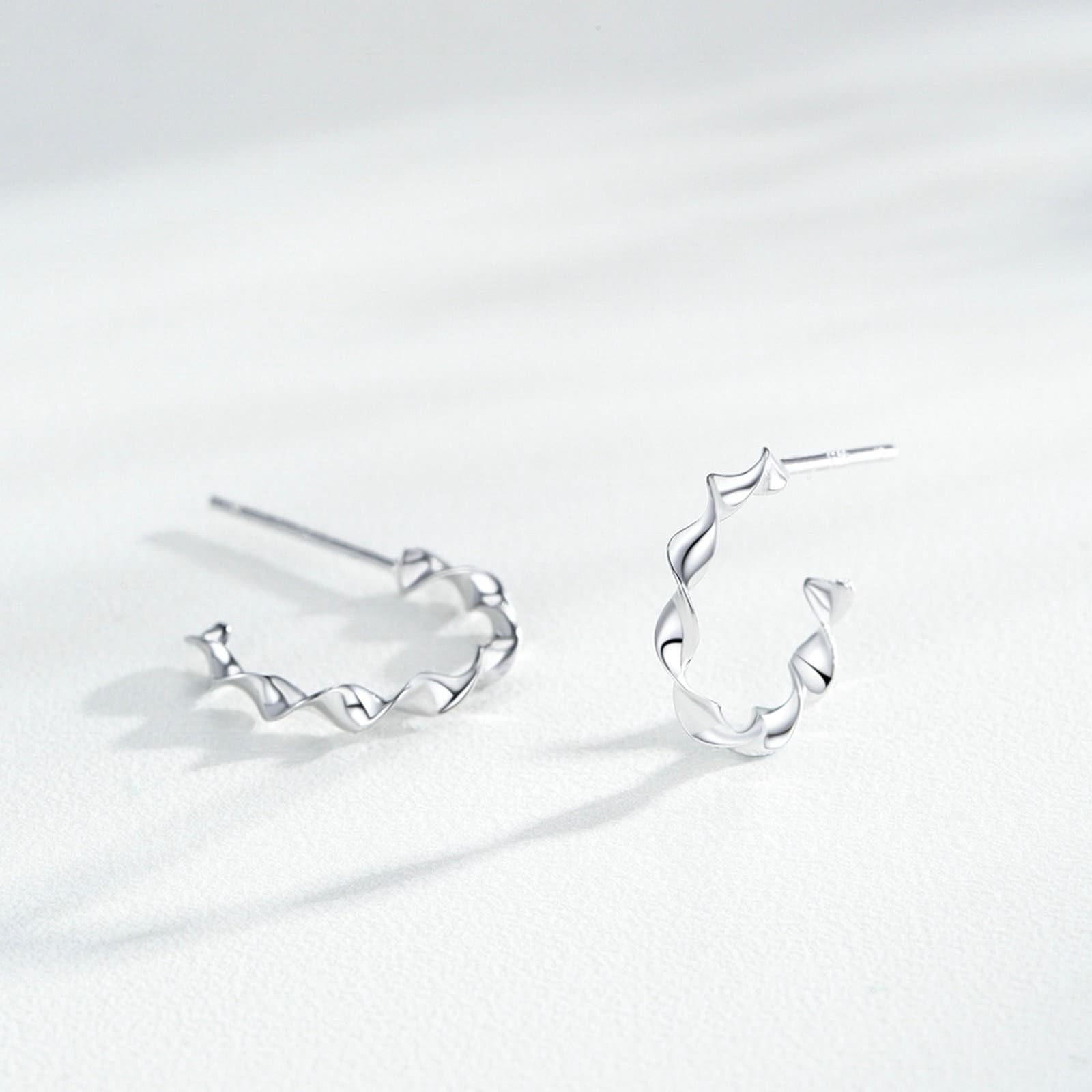 Echtgold Schmuck Ohrringe Weißgold Au750 18 Karat, C Form Ohrstecker