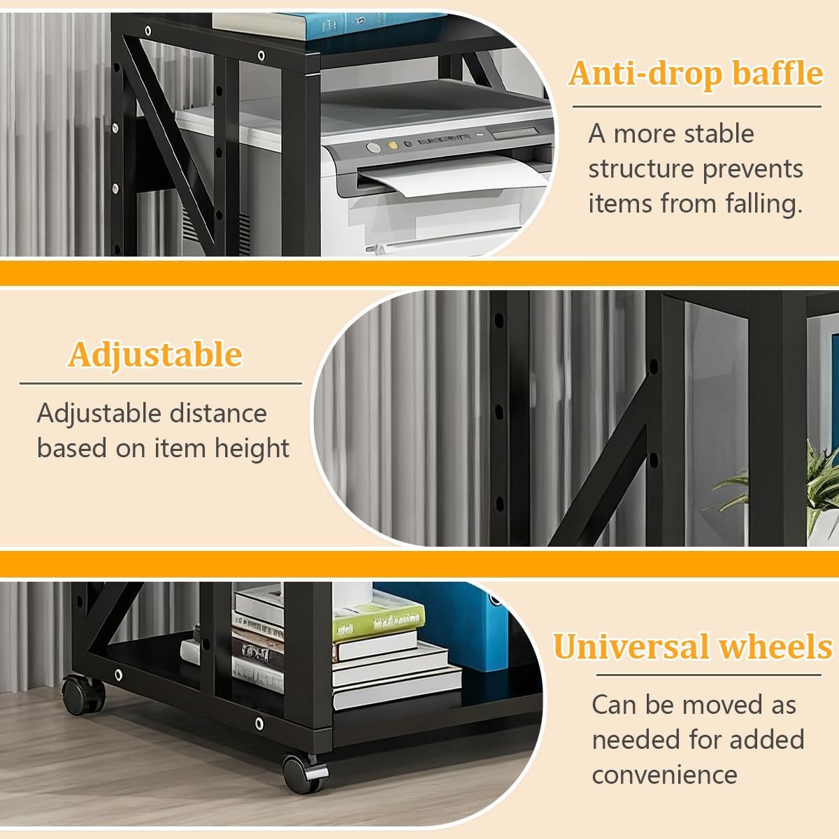 Mueble HiFi con 2/3 Niveles, Soporte Multimedia AV con Estantes Ajustables Y Ruedas, Rack Audio para Sala De Estar, Mueble para Equipo HiFi(Style 1)