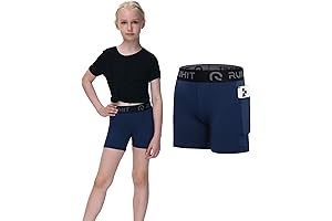 Runhit 4" Youth Girls Half Compression Athletic Volleyball Dance Short Girl's High...