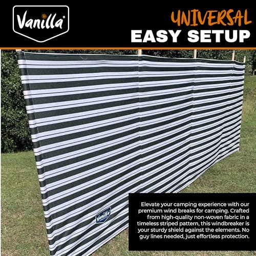 Vanilla Leisure 5 or 7 Split Windbreaker Pole - Wind Breaks for Camping, Beach, Caravan & Garden - Heavy Duty with Metal Tipped Wooden Poles for Extra Stability, Blue, Green, Charcoal - Image 3