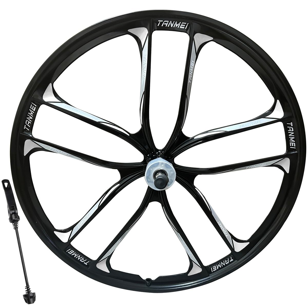 QUYCOIU Bike Wheel Set 24/26/27.5 Inch Magnesium Alloy One-Piece Bike Wheels 10 Spokes Rim Front & Rear 100x135mm For 6-9s Freewheel Quick Release Axles(Black-Silver,24in-Rear)